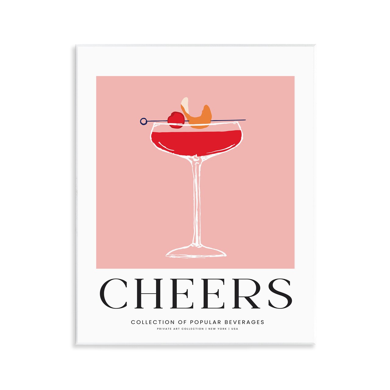 Stupell Industries Minimal Cheers Cocktail Wall Plaque By Lettered and Lined